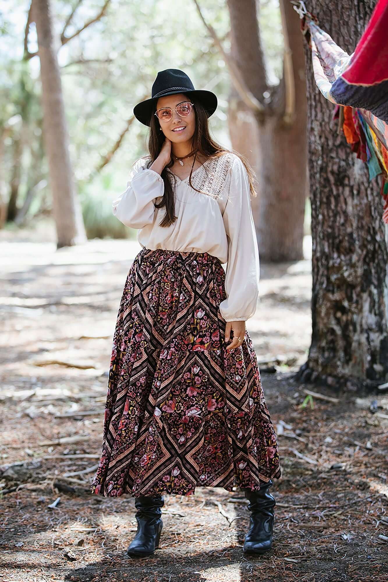 Bohemian shop skirt outfit